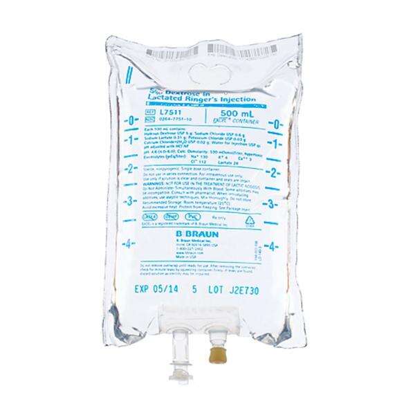 Dex 5/Lctd Rngr IV Injection Solution 500 DEHPfr Strl Plstc Cntnr 500ml/Bg, 24 EA/CA